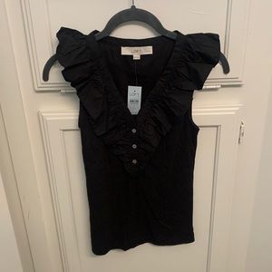 NWT! Loft black ruffle tank